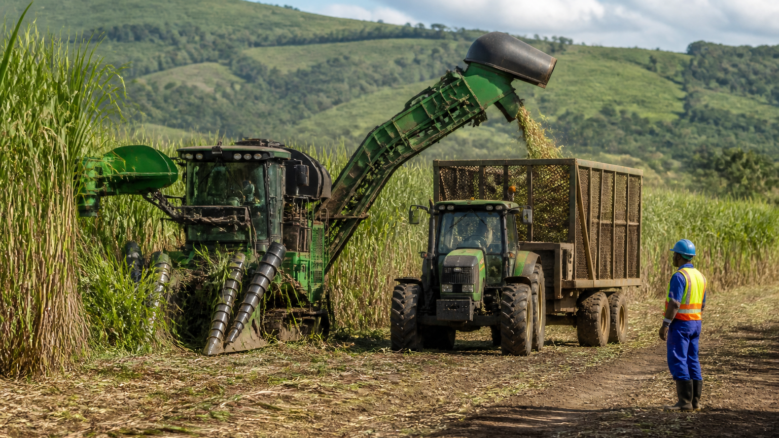 Sugarcane harvesting in KwaZulu-Natal illustrating South Africa's sugar import tariff.