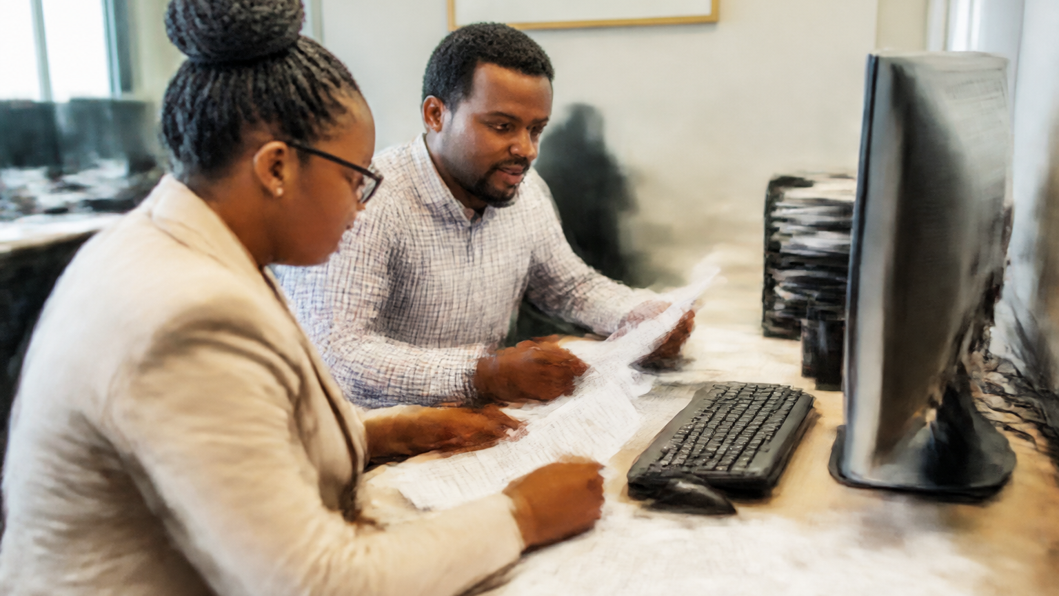 Payroll staff in a South African business reconciling employee tax records during the 2026 EMP501 interim filing season.