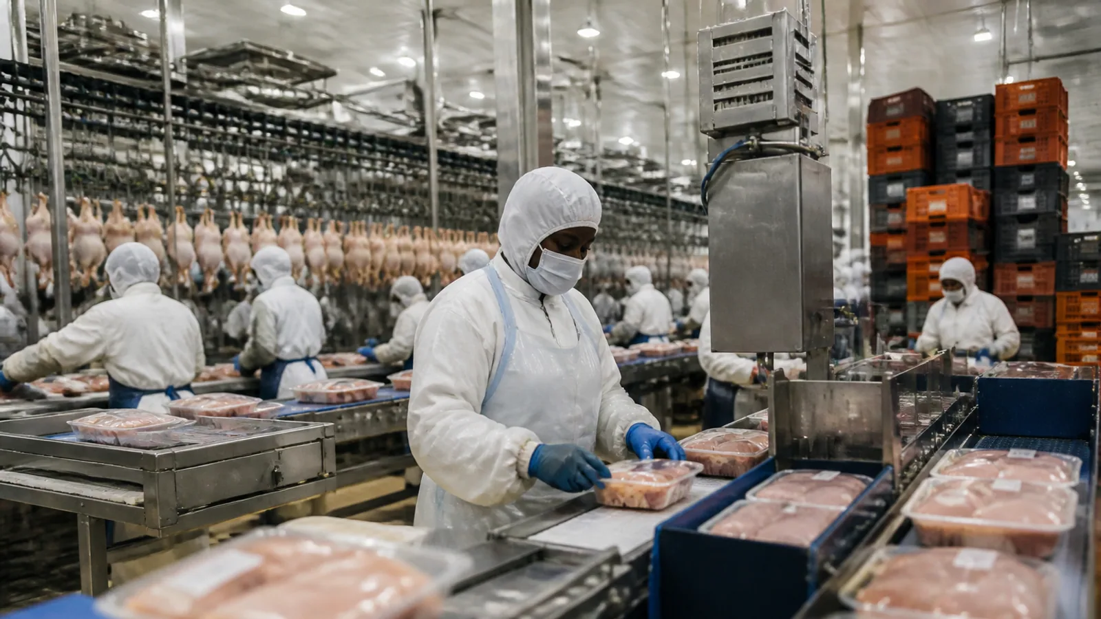 A modern South African poultry processing facility representing Rainbow Chicken’s latest financial results and operating environment.