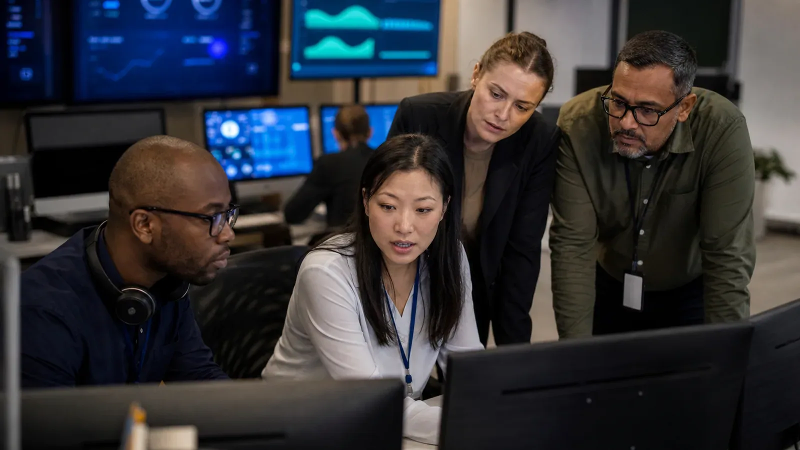 South African enterprise technology team responding to a systems issue in an operations centre.